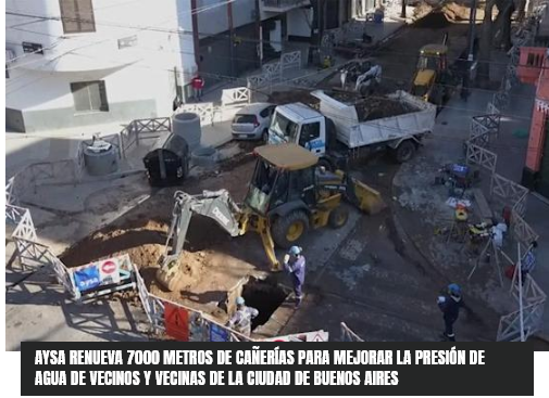 AySA renueva 7000 metros de cañerías para mejorar la presión de agua de vecinos y vecinas de la Ciudad de Buenos Aires