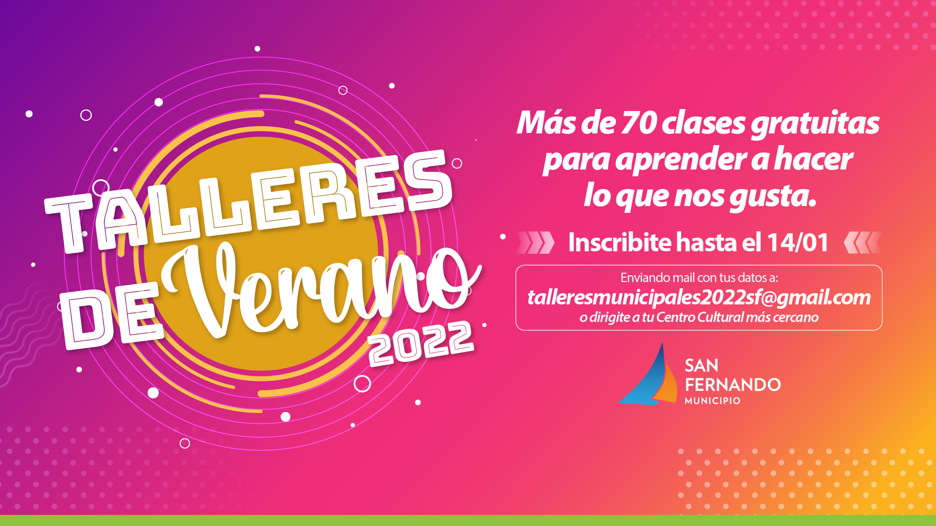 San Fernando abre la inscripción a nuevos Talleres Culturales de Verano 2022